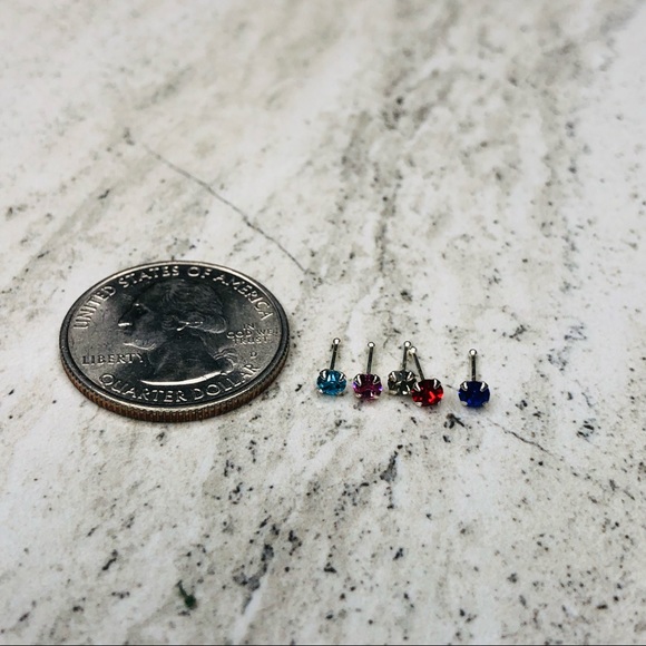 925 Sterling Silver Ball Nose Stud Set of 5 - Picture 10 of 15